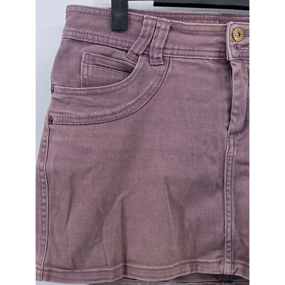 SUBLEVEL Women's Purple Denim Five-Pocket Extra Mini Skirt SZ L - Picture 3 of 9